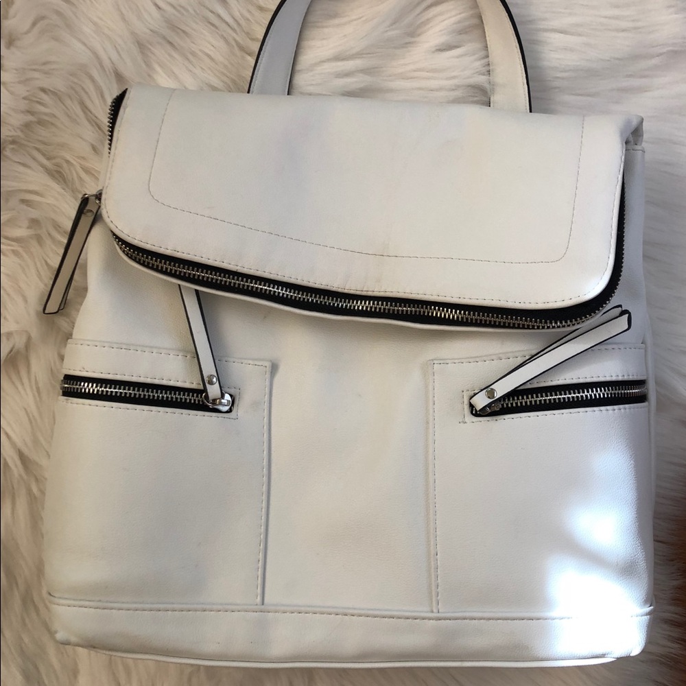 White faux leather purse